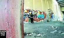 When Street Wall Serves for Hard Fucking with Cumshot