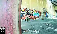 When Street Wall Serves for Hard Fucking with Cumshot