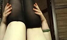 horny amateur shows stocking fetish pov