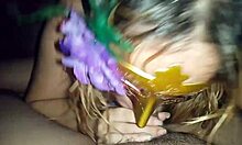 wife gives a homemade blowjob in casual setting