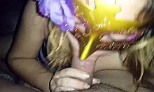 wife gives a homemade blowjob in casual setting