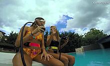 Katya Nakolkina swims underwater in the pool as a brunette babe