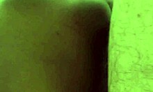 Interracial amateur couple engages in doggystyle fucking, leading to creampie in her shaved ebony pussy.