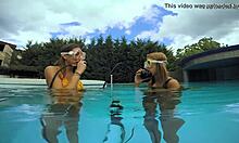 Katya Nakolkina swims underwater in the pool as a brunette babe