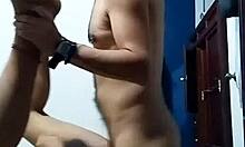 Bend over, twink! Rough doggystyle fucking with Grindr guy leads to cumshot.