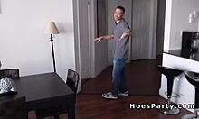 Two brunettes and blonde FUCK at orgy party! Blowjobs and hardcore sex!