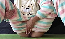 Teen explores self-pleasure in pajamas