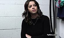 lucky guards have fun with big tit suspect in office threesome