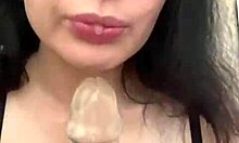 Cute Student Sucks Big Dildo Toy in Shaved Play Session. Hairless Beauty Explores Her Naughty Side.