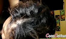 Slim ebony teen struggles with her oral fixation