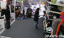 Amateur gets shown the back room where this babe gets screwed with oral and doggystyle