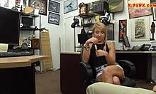 Small tits babe gets drilled hard at the pawnshop.