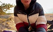 Blowjob in public! This couple gets wild outdoor with intense sucking action