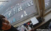 Teen in Glasses Gets Quickie Fuck with Cumshot and Blowjob