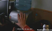 Teen in Glasses Gets Quickie Fuck with Cumshot and Blowjob