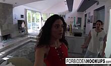 food delivery guy bangs step-siblings in the house