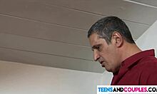 “this teen got seduced by us horny couple!”