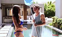 Ariella Ferrera passionately fucks pool boy
