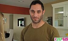 Tiny teen 18+ with petite tits takes monster cock in POV stepbro challenge