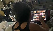 Caregiver watches lesbian porn while I lick her shaved slit. Toys bring her to climax!