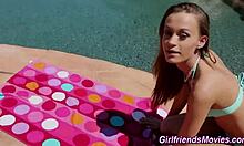 blonde lesbian teasing teen with fingers