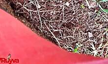 Teen Redhead Prostitute Plays With Pussy On Public Square Bench