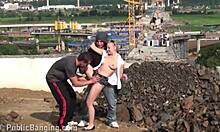 young blonde cutie public sex gng bang threesome with 2 guys with big dicks