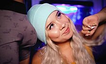 Latina girl teases boyfriend's cock in close-up.