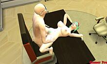 Bulma, gorgeous wife, sucks boss’s cock while husband’s clueless in hentai.