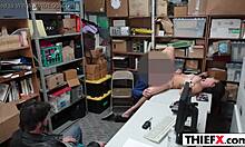 teen thief caught at work, has to suck big cock to avoid punishment