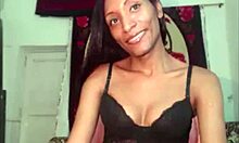 ebony shemale interacts with male partner on webcam