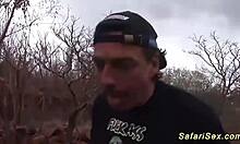 skinny african babe gets outdoor fucked by a big cock