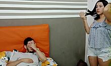 I find my stepson masturbating while staring at my ass then help by sucking his cock and let him fuck me without condom