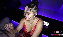 bbw thai cutie in stockings and lingerie gives blowjob to white tourist