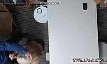 blonde in red glasses attempts theft in police uniform