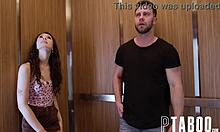 This public blowjob in the elevator is wild with Seth and Liz