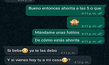 pretty mexican neighbor chats on whatsapp selling herself for clothes in leggings