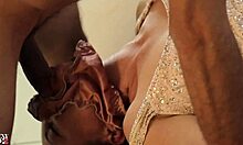 French amateur in pink satin lingerie rocks deepthroat and doggystyle