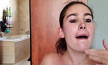 Gathering saliva as i repeatedly fuck my throat with a double ended dildo saliva fetish