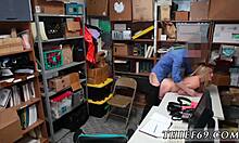 Cop's boss and male lick pussy while officer watches petite teen 18+ at work