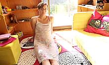 Can you believe how insatiable Immie rubs her sweet pussy?