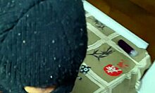 Ebony sucks big cock then takes anal