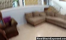 Blonde ebony hottie undresses and pleasures herself.