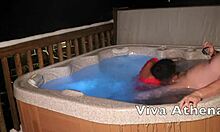 Slutty Asian teen deepthroats photographer in hot tub