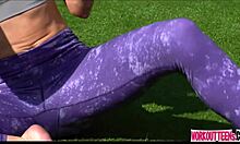 fitness babe andi rose turns backyard workout into steamy solo session with petite frame and big boobs