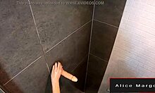 Sexy blonde enjoys masturbation in the shower with toys