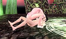 An animated 3d porn video of a cute girl riding a mans dick