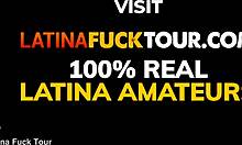 colombian babe pushes limits, gagging on monster cock with rough deep blowjob action.