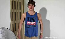 flexing muscles and posing for you - john tremont shows off his european twink body in college webcam casting