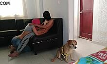 Stepsister Puts On Mask And Helps In The Living Room, Homemade Family Moment